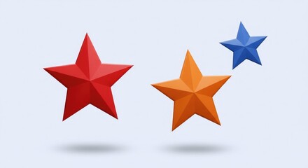 Obraz premium Colorful 3D stars on a light blue background 