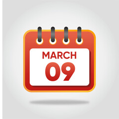 March 9 Calendar Illustration