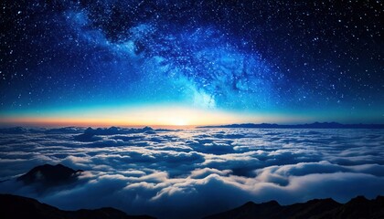 夜の雲海と天の川(ai生成画像）