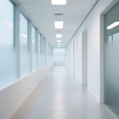 Fototapeta premium bright interior, blurred hallway, modern office space