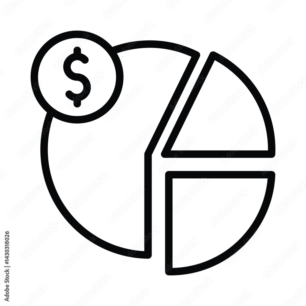 Poster pie chart vector outline icon. eps10 file