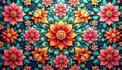 Fototapeta premium Intricate floral motif within a hexagonal grid , spring, modern, subtle