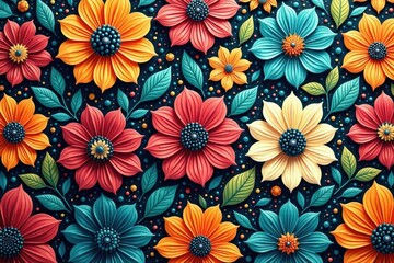 Fototapeta premium Intricate floral pattern, repeating seamlessly , nature, design