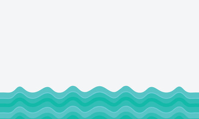 Fototapeta premium turquoise wave vector with blank area on white horizontal background