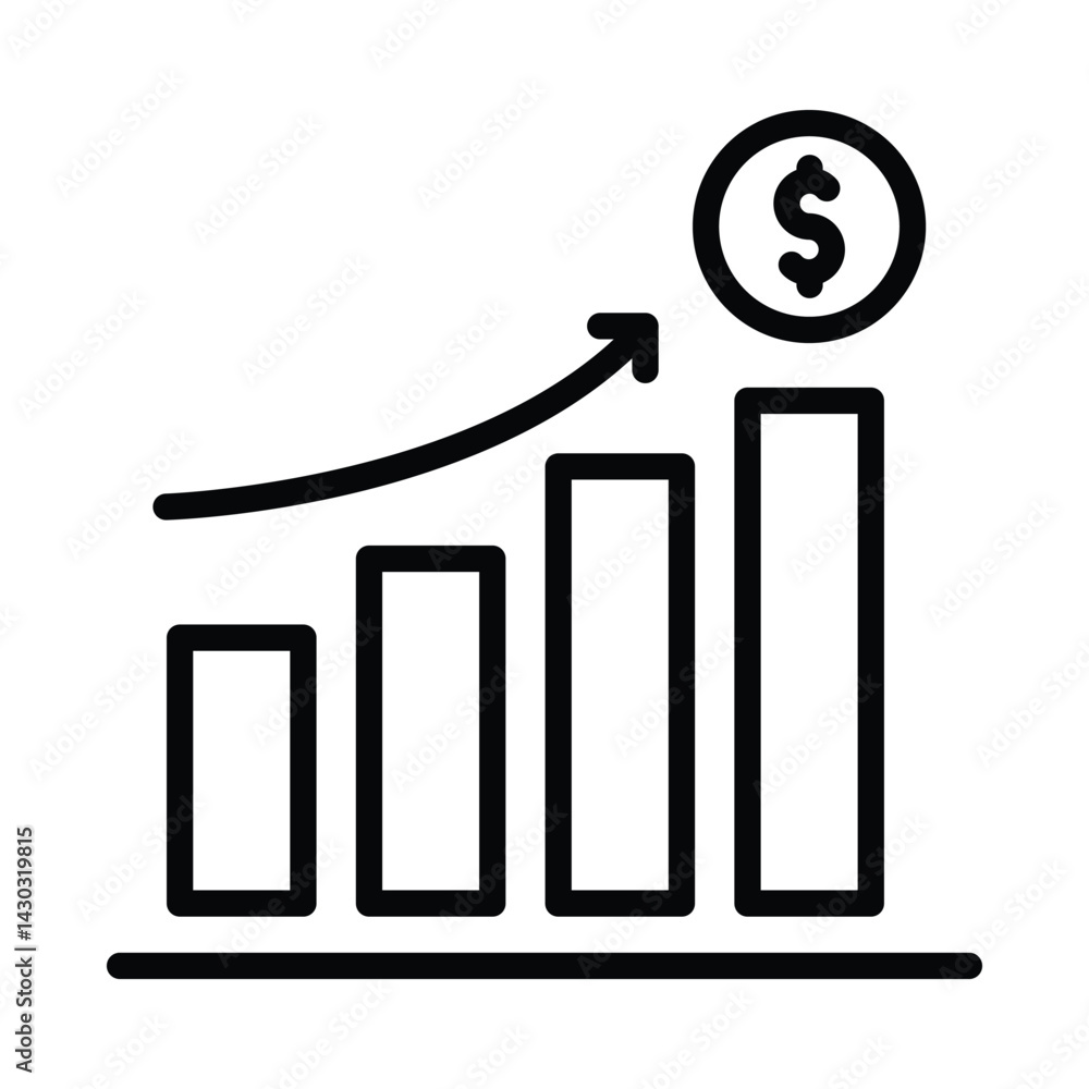 Poster graph rising vector outline icon. eps10 file