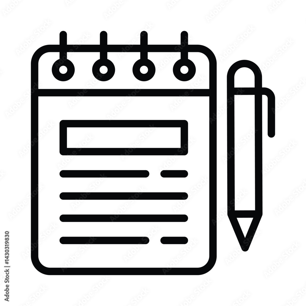 Poster notepad vector outline icon. eps10 file