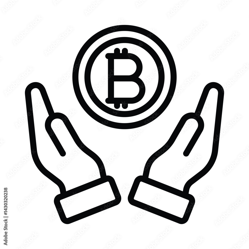 Poster bitcoin vector outline icon. eps10 file