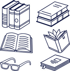 Book Icons for Online Learning and Education. Modern Book Icon Pack for Digital Platforms. Flat Book Icons for Apps and Web Design. Clean Book Icon Set for Educational Projects