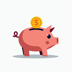 Obraz premium cartoon piggy bank with coin symbol