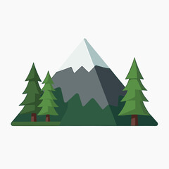 mountain landscape with evergreen trees