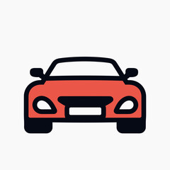 Naklejka premium red car icon with black outline high quality vector illustration