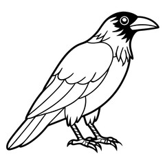Stylized Crow Vector with Single Line Art