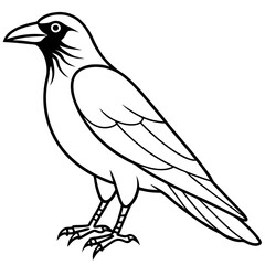 Stylized Crow Vector with Single Line Art