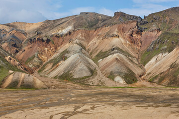 Fjallabak area. Volcanic landscape with rhyolite formations. South area. Iceland.