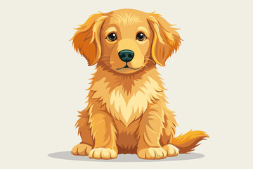 Adorable Golden Retriever Puppy Sitting in Studio &ndash; Fluffy Fur and Cute Expression with Big Expressive Eyes.