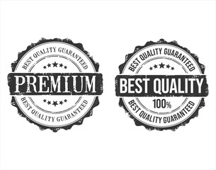 Recommended premium quality best quality guaranteed badge on white background 