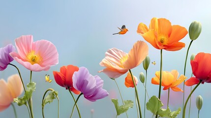 Obraz premium Vibrant Blooming Flowers with Colorful Petals and Soft Background for Nature Lovers and Garden Enthusiasts