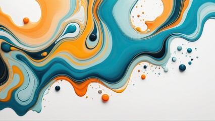 Abstract Color Swirl with Fluid Patterns in Orange Blue and White