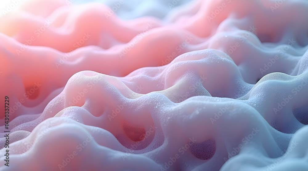 Poster abstract view of undulating soft textures in pastel colors, creating a calming and dreamy atmosphere