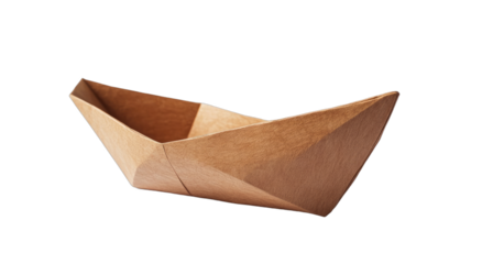 Paper Boat Floating on White Background Close Up