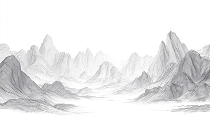 Fototapeta premium Monochrome mountain range panorama.