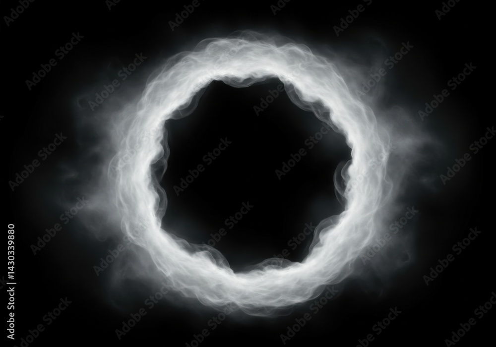 Aufkleber a circular cloud formation with a dark center against a stark black background creating contrast and