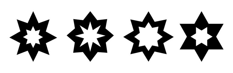 Fototapeta premium Geometric star pattern silhouettes, isolated element set vector