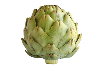 Obraz premium Single fresh green artichoke with detailed texture isolated on white transparent background. Concept of healthy eating, organic food, and vegetarian diet
