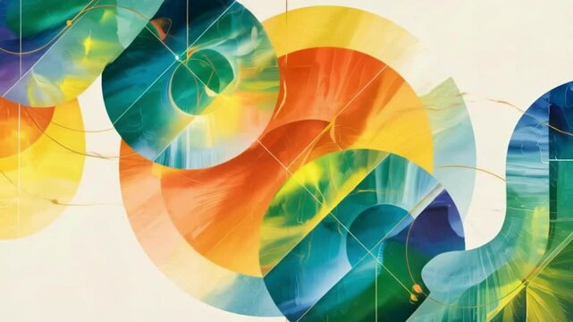 "Abstract Watercolor Art with Overlapping Ovals and Vibrant Pastel Colors &ndash; Modern Digital Painting"