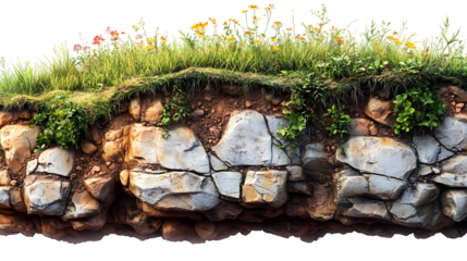 Soil mound with rich earthy tones, HD ground element, isolated on white background