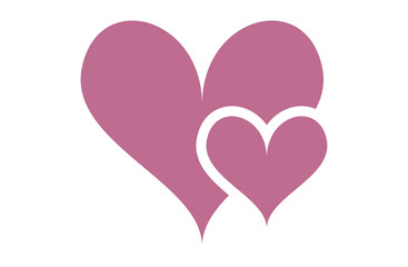 Overlapping Red Hearts in Dusty Pastel Colors Illustration
