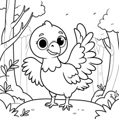 Fototapeta premium Adorable Bird in the Forest: A Coloring Page