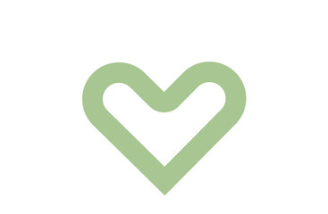 White Heart with Soft Green Outline Illustration
