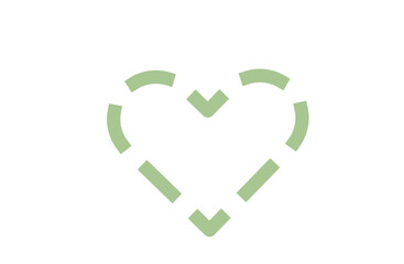 Simple Pastel Dashed Green Heart Symbol
