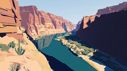 Scenic canyon river valley vista.