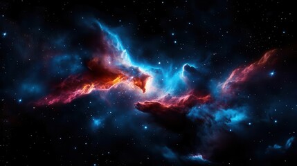 Fototapeta premium Cosmic Nebula with vibrant red and blue hues, a celestial masterpiece.