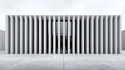 Obraz premium Modern architectural facade with vertical lines. minimalistic exterior design for urban environments