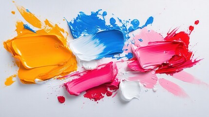 Abstract colorful background with flowing liquid-like shapes.