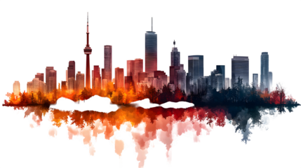 skyline silhouette illustration isolated on white background, high-definition, realistic look