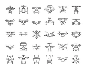 Fototapeta premium drone line art Icon Set