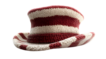 striped red and white tall hat isolated on white background, high-definition, realistic look