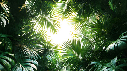 tropical palm branches isolated on white background, high-definition, realistic look