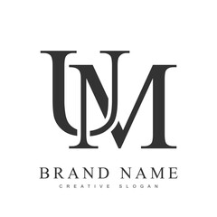 UM trendy logotype template. Initial letter u and m classic font style. Creative logo for company name or identity.