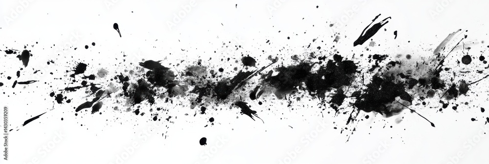 Aufkleber abstract black ink splatters create a chaotic artistic texture on a white paper background evoking d