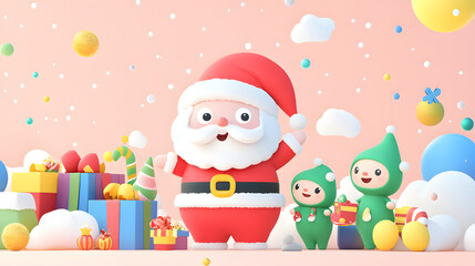 Naklejka premium Minimalist style Christmas,Christmas, decoration, Christmas tree,holiday, xmas,winter, decorations,celebration, presents,gift, Santa Claus,ornaments,december,seasonal,art,happy,new year