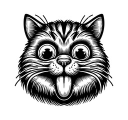 Fototapeta premium Funny cat making a silly face expression, with humor and a playful, laughing mood
