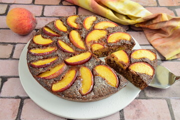 Peach oatmeal chocolate cake