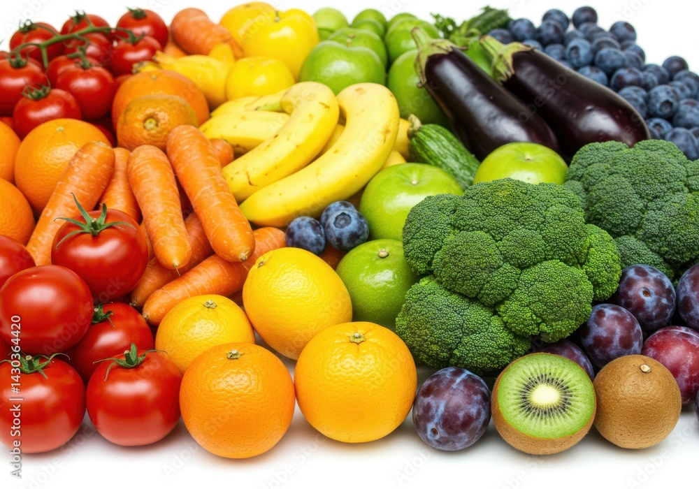Aufkleber a colorful array of fresh fruits and vegetables arranged in a vibrant rainbow spectrum display shot 