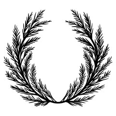 Pine tree leaves wreath illustration art botanical vector