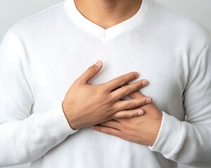 Hands on Chest Gesture of Care and Compassion